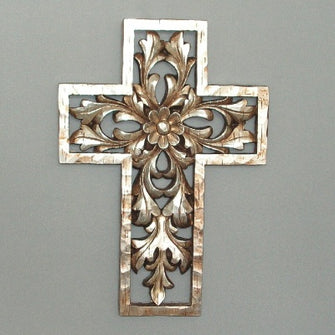 Floral Cross - Silver