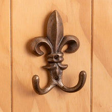 Fleur-de-les Double Cast Iron Hook