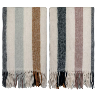 Mina Throw  - Narrow Stripe with Bumble Fringe